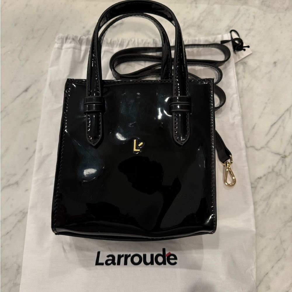 Mini Phoebe Tote Bag In Black Vegan Patent Leather